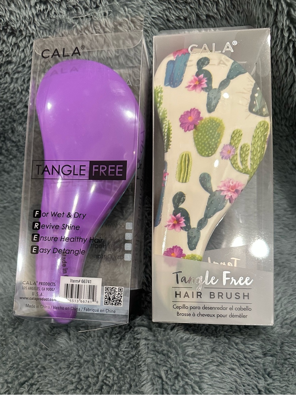 Cala (2) Tangle Free Hair Brush - Purple-Teal Cactus